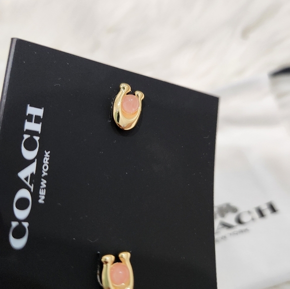 🔹️COACH 🔹️signature Stone stud Plated Brasd Earrings  [ Sold Out] - Picture 7 of 9